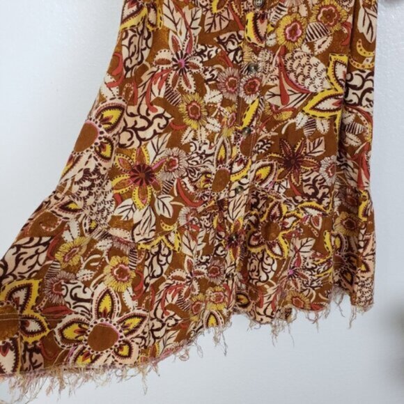 Anthropologie PILCRO Puffed Sleeve Floral Tapestry Dress Cotton/Linen size S - Picture 5 of 16